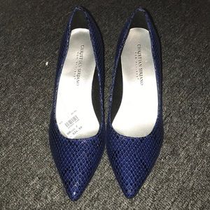 Blue Faux Snakeskin heels